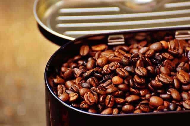 Auto Exposure Bracketing coffee beans in tin.