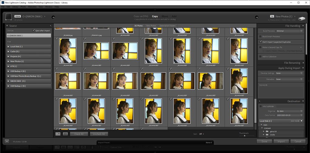 screen grab of importing photos for how to edit photos in lightroom