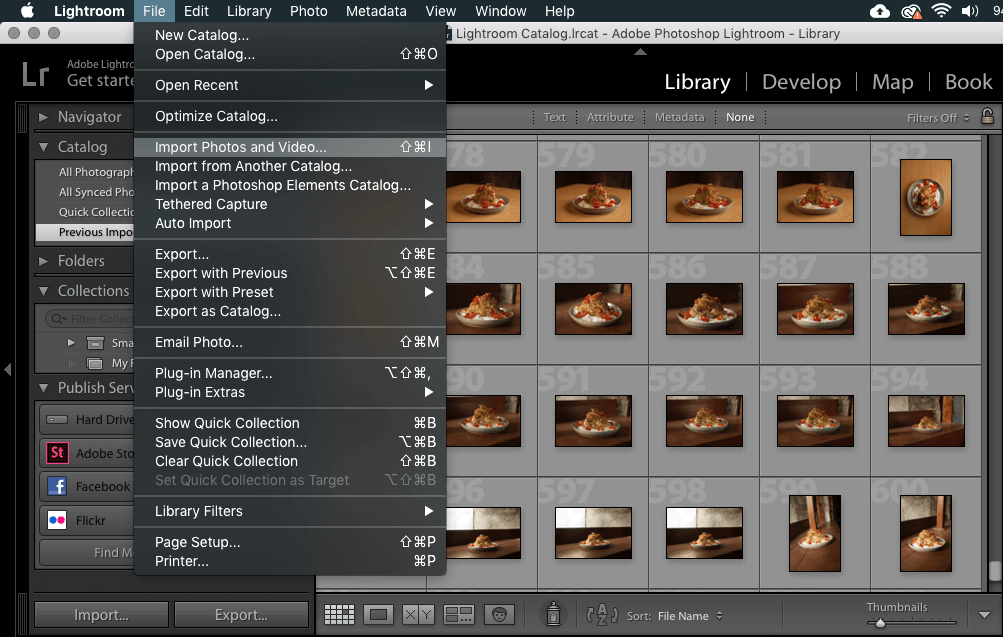 Importing photos in Adobe Lightroom