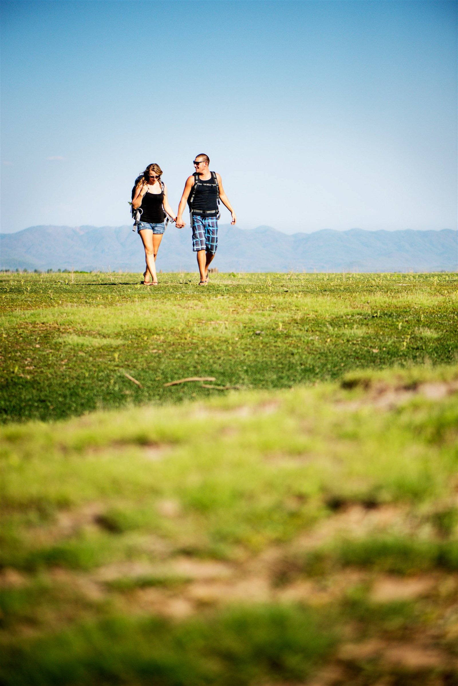 couple in an open space.