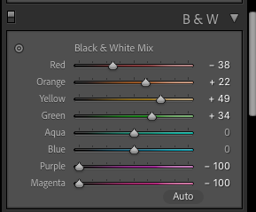 Black and white HSL controls in Adobe Lightroom 
