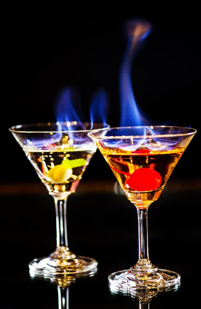 flaming cocktails with fill flash.