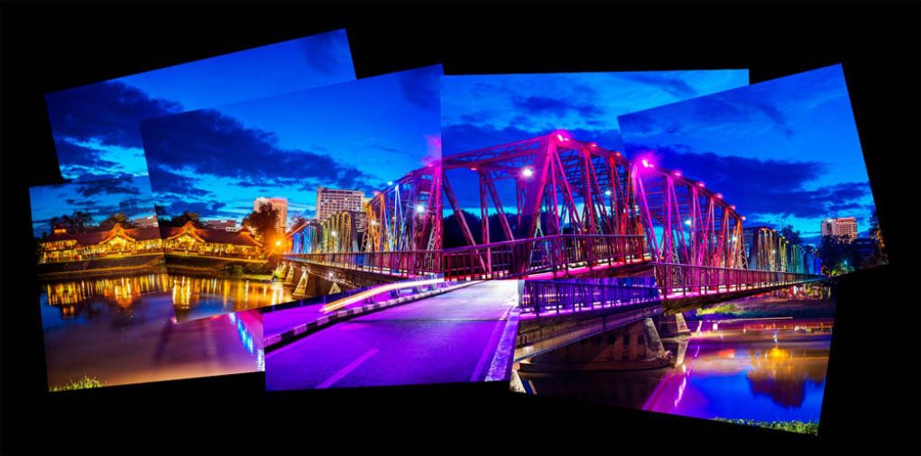 Iron bridge, Chiang Mai, photomontage.