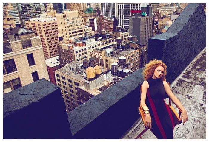 Fashion photo shoot on roof top.