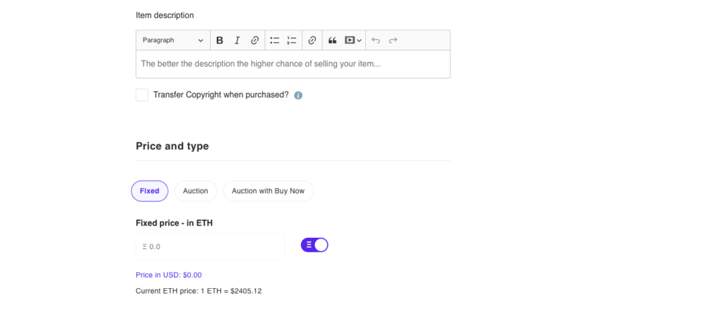 NFT second listing page.