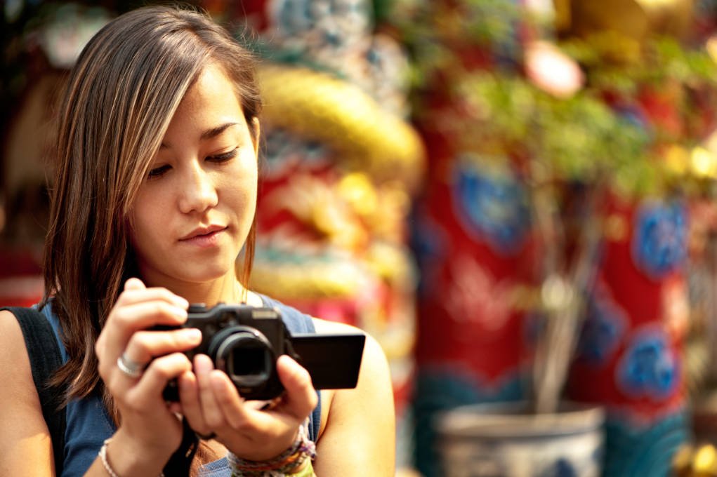 Photographer with a blurred background