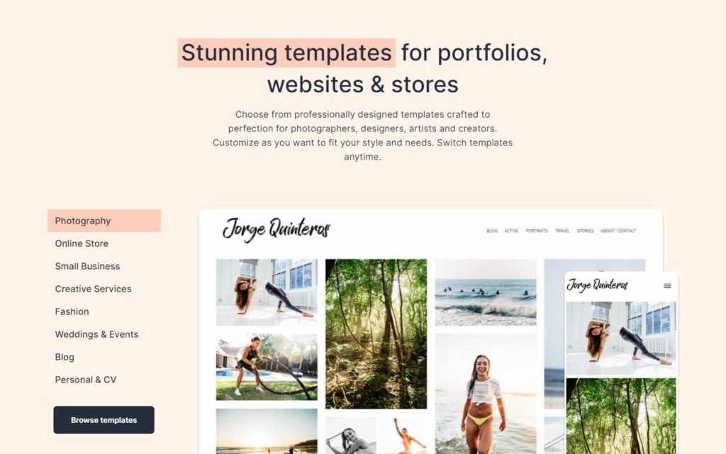 stunning templates for a photography website.