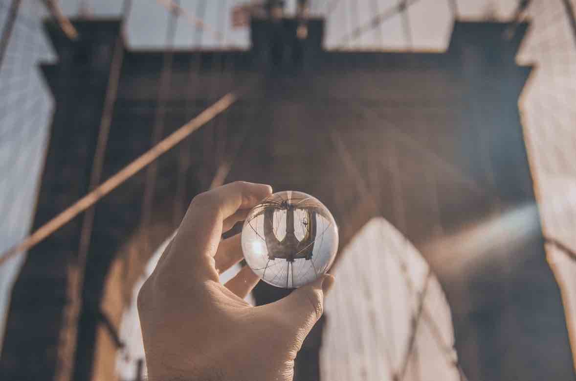lensball with NYC bridge inside the ball.