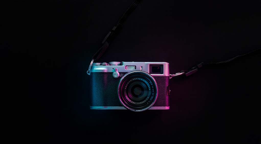 camera on a dark background.