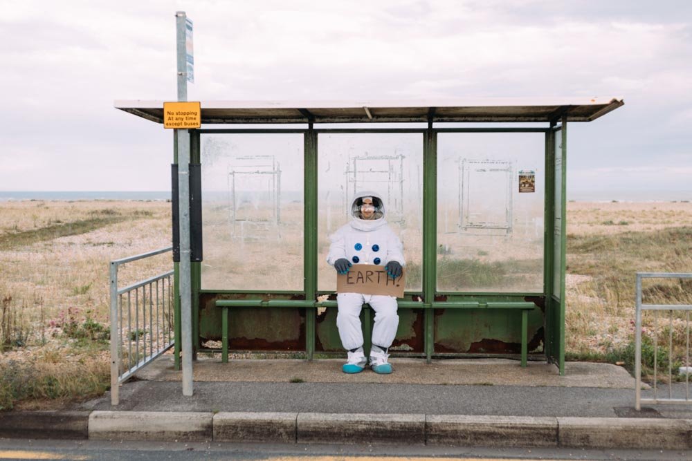 man wearing space costume.