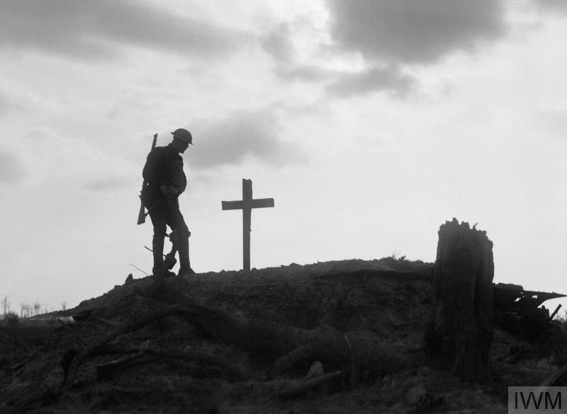 Famous Silhouetted image of a soldier at battle.