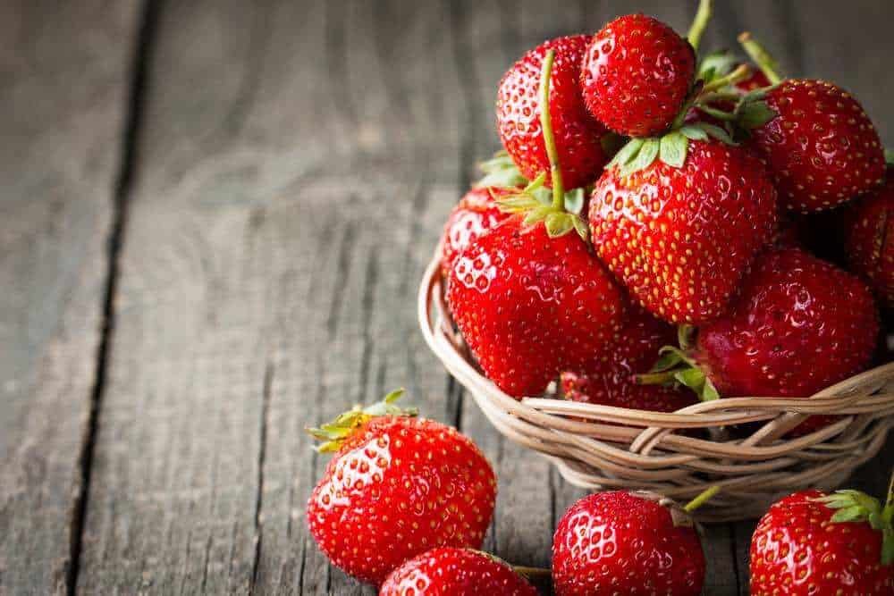 Zoomed in image of strawberries.