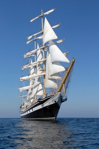 portrait image of a sailing ship.