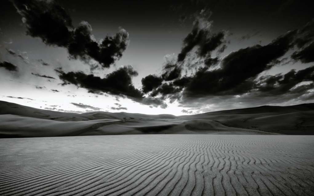 textured desert in black & white.