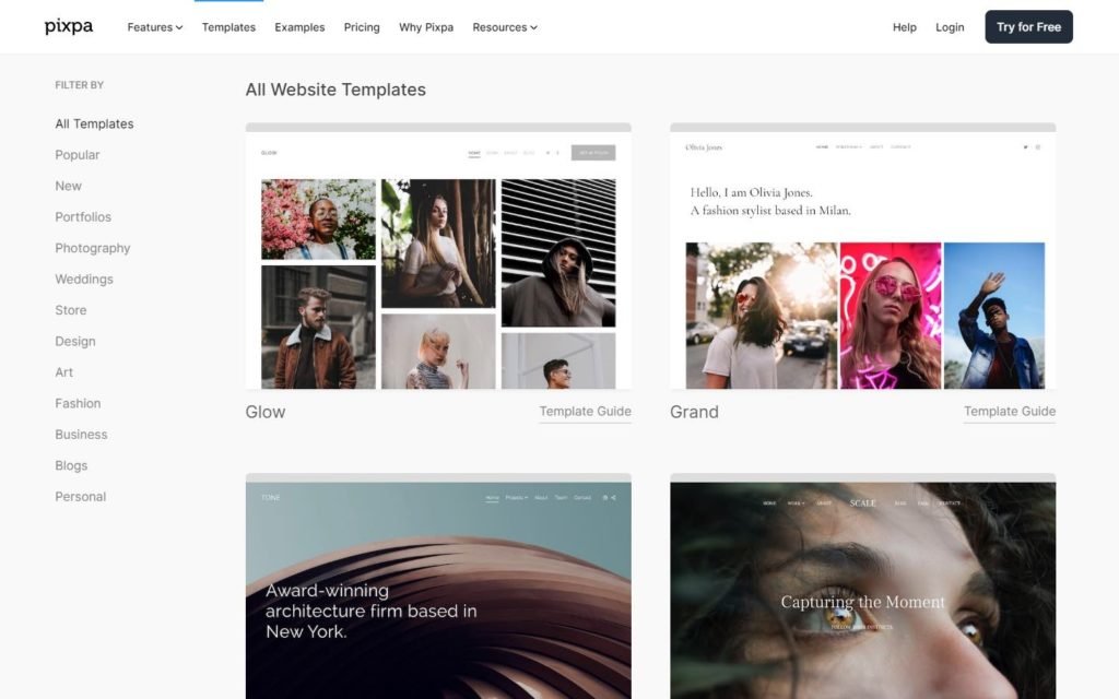 themes and templates by Pixpa.