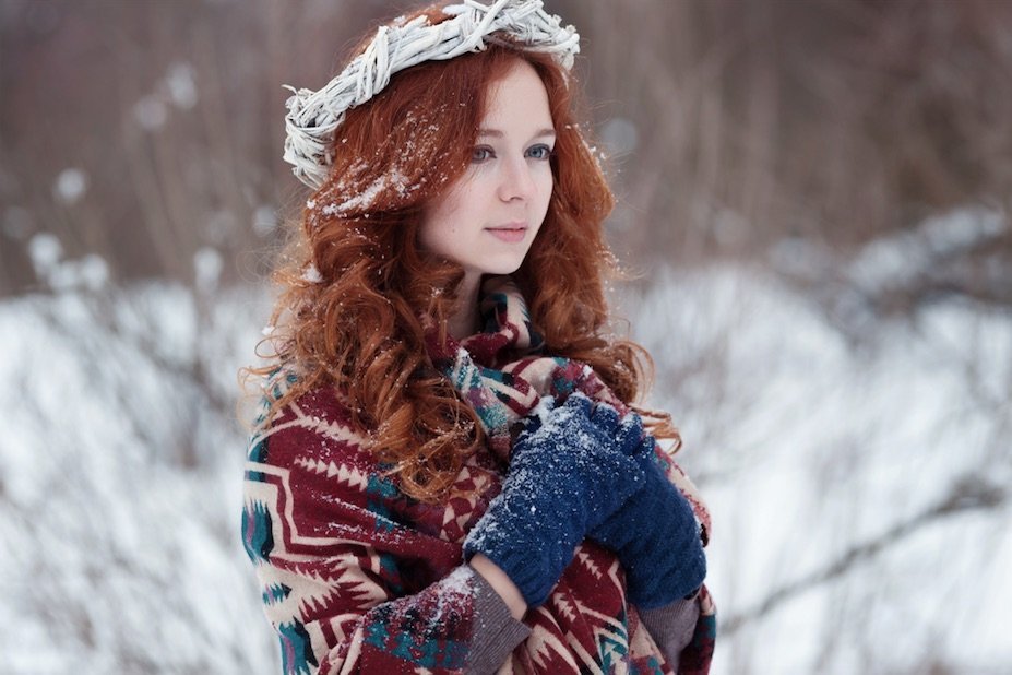 snowy portrait of a women.