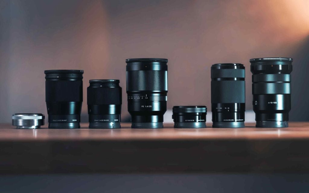 various macro lenses on a table.